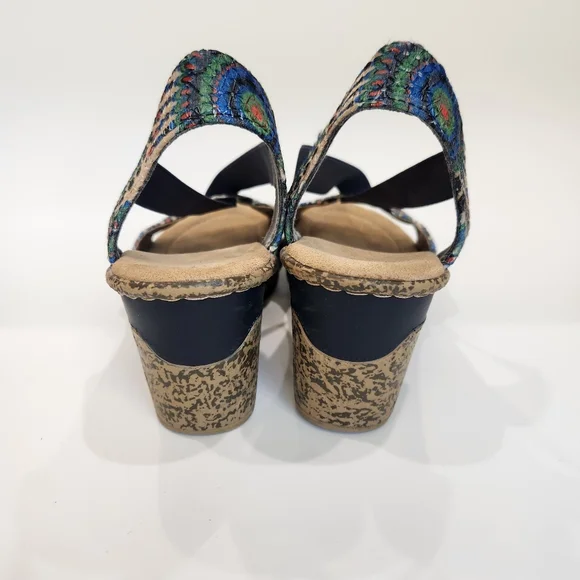 Rieker Antistress Blue Peacock Multi Patterned Wedge Sandals, EU 40, US 9 - Picture 3 of 6